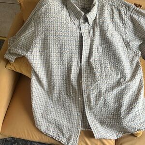 IZOD Men's Light Beige Check Button-Down Shirt